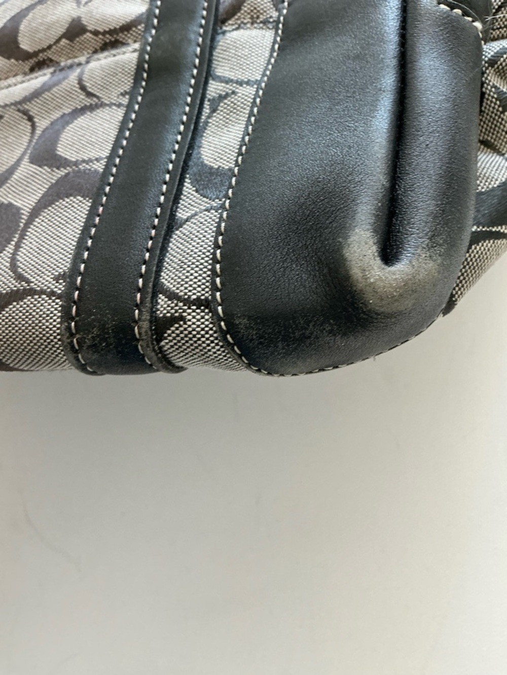 Coach Signature Canvas Tote Bag Brown Black Leather Trim Style 6042 - Picture 9 of 15